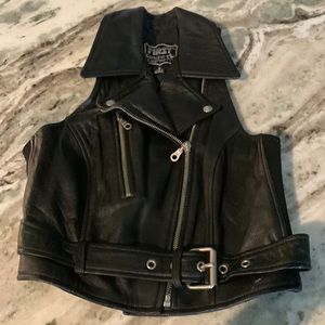 Womens leather motorcycle riding vest
